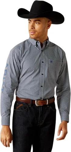 Vista 22 de Camisa de sarga con logotipo del equipo ARIAT de ajuste clásico para hombre Sea Scape USA 3X-Large Turkish Sea