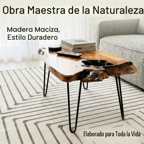 Vista 5 de Mesa de centro única de madera natural, hecha a mano, madera