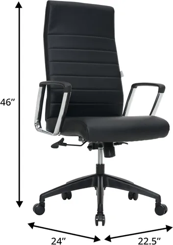Vista 3 de LeisureMod Hilton Leather Executive Office Chair, Adjustable Height Negro