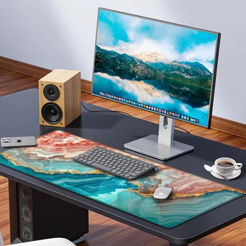 Vista 4 de Alfombrilla de Escritorio, Alfombrilla de Mouse Gaming Grande XXL 35.4×15.7 pulgadas, Alfombrilla Extendida de Computadora Teclado Mouse Escritorio