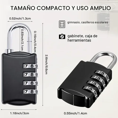 Vista 2 de Moxweyeni 5 piezas de candados de combinación de 4 dígitos pequeños, candados de número para equipaje, candados impermeables al aire libre