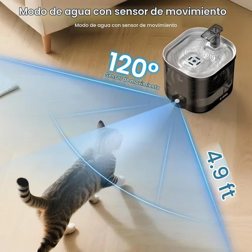 Vista 8 de Accokids Fuente de Agua Inalámbrica sin Cable para Gatos con Bomba Externa, Funciona con Batería de 5000mAh, Fuentes Automáticas Recargables de 68oz