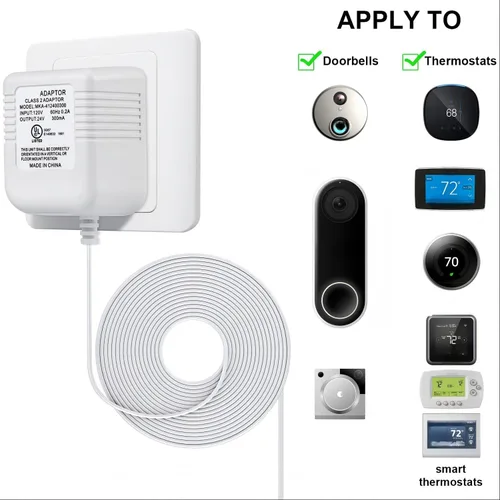 Vista 2 de Hotop Adaptador de cable C de 24 voltios para termostato inteligente, conector de alimentación de 16.5 pies de largo con certificación UL cable C