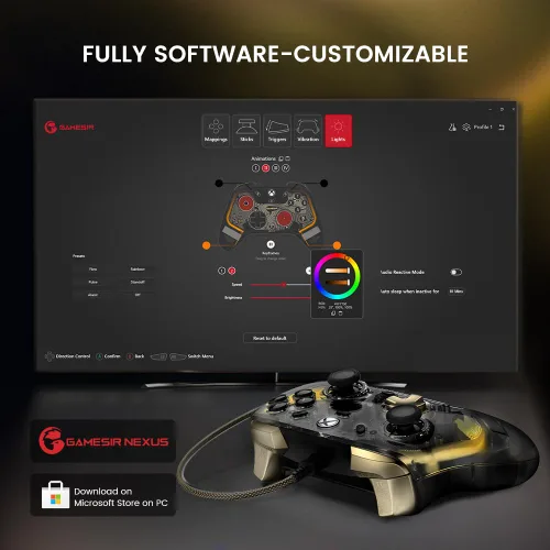 Vista 9 de GameSir Kaleid Flux Enhanced Wired Controller for Xbox, RGB Lighting and Hall Effect Joystick, Compatible with Xbox Series XS, Xbox One, Windows