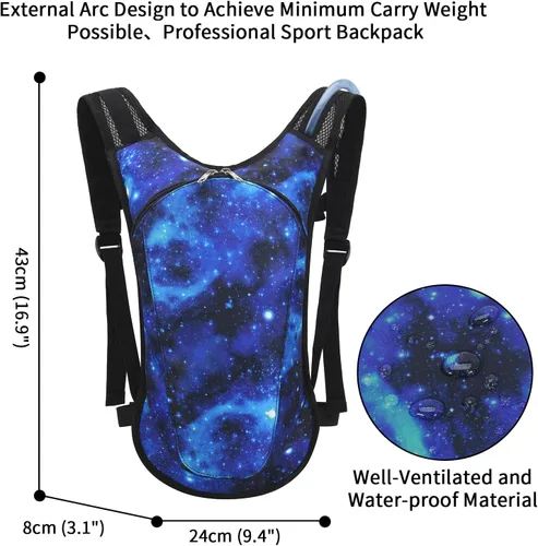 Vista 6 de Mochila de hidratación Roptat con bolsa de agua de 2L - Mochila de agua ligera con bolsa de agua para mujeres, hombres, correr, montar, andar