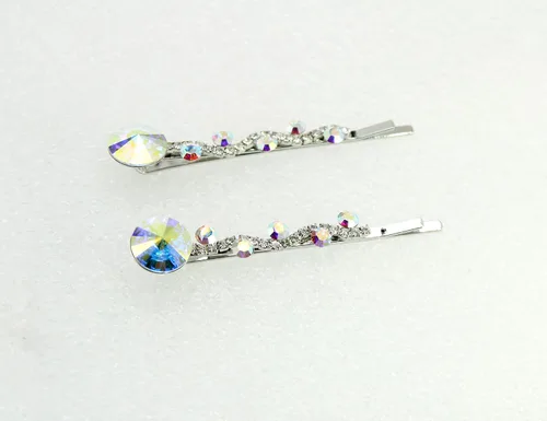 Vista 3 de Faship Un par de pinzas para el cabello AB Floral 2 Pcs Pins