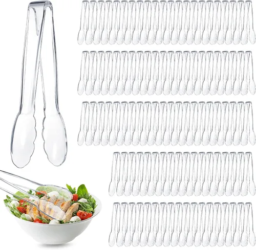 Vista 10 de Tessco for you 25 pinzas de plástico para servir a granel, pinzas desechables de plástico de 9 pulgadas, pinzas de ensalada resistentes para cocina