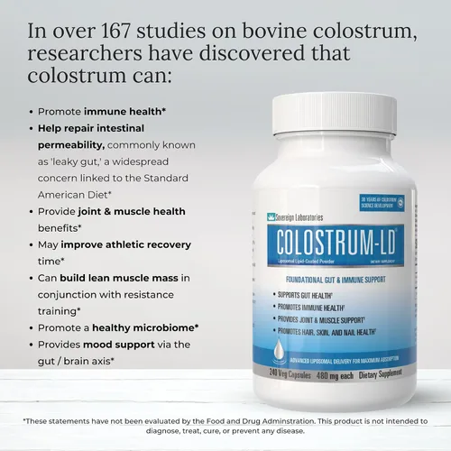 Vista 3 de Colostrum-LD Cápsulas Entrega liposomal, absorción máxima 120 cápsulas
