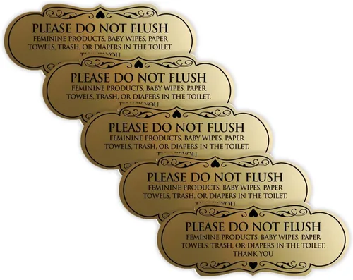 Vista 44 de Signs ByLITA Designer Please Do Not Flush Etiqutte Letrero (negro) - Pequeño 1 paquete
