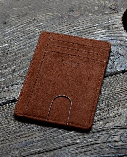 Vista 4 de Buffway - Cartera delgada minimalista de cuero con protección RFID para hombre y mujer