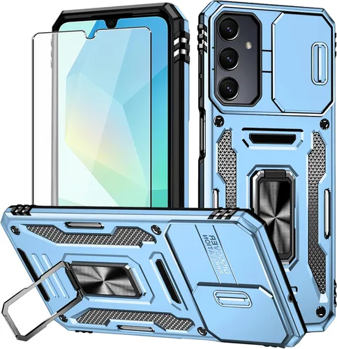 Vista 13 de Para Samsung Galaxy A16 5G Funda con Protector de Pantalla y con Cubierta de Cámara, Soporte Giratório de 360° Grado Militar (Resistente) Protector