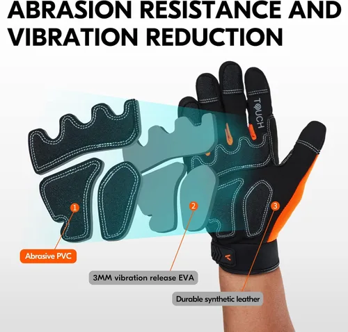 Vista 5 de Vgo... 2 pares de guantes mecánicos de invierno impermeables de alta destreza de 32 °F con reducción de impactos y vibraciones