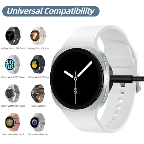 Vista 7 de Cargador USB-C de 3.3 pies compatible con Samsung Galaxy Watch 8/8 Classic/7/Ultra/6/6 Classic/5/5 Pro/4/4 Classic/3/Active 2/Active, cable de carga