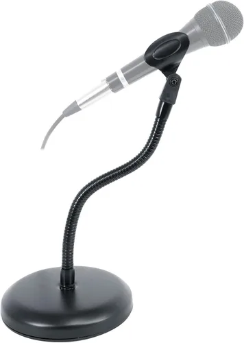 Vista 3 de Rockville RDMS7 Soporte de micrófono de escritorio con cuello de cisne de 11.8 pulgadas, base pesada, clip de micrófono, adaptador de cámara web