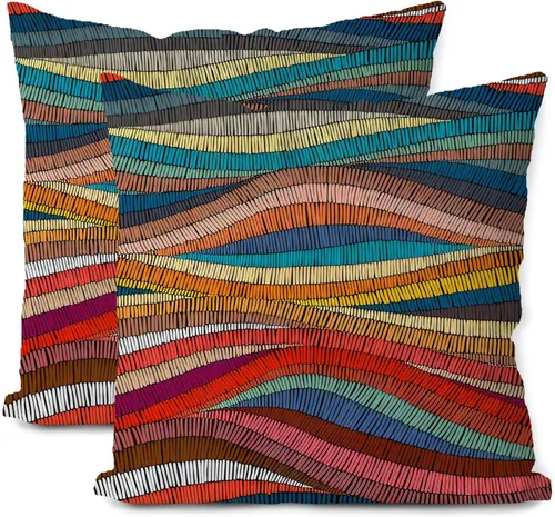 Vista 7 de Fundas de almohada estilo bohemio coloridas, decoración moderna de mediados de siglo, fundas de almohada con estampado bohemio de 20x20, funda