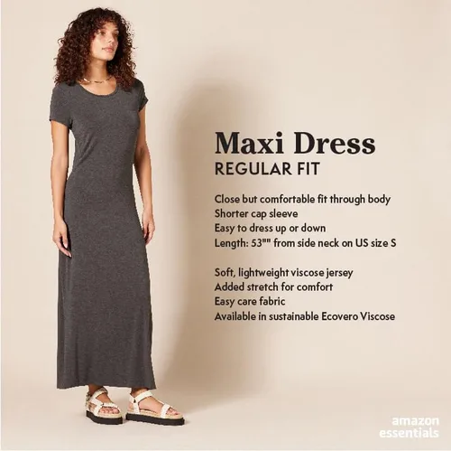 Vista 2 de Tienda Essentials - Vestido largo de manga corta para mujer