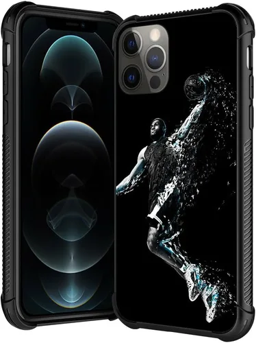 Vista 15 de Funda compatible con iPhone 12 Pro Max, patrón de aro de baloncesto para niños y hombres, funda antiarañazos a prueba de golpes para iPhone 12 Pro