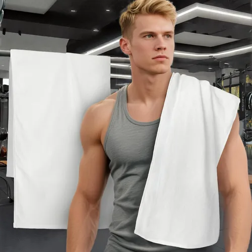 Vista 7 de Juego de 2 toallas deportivas de algodón para gimnasio, 12 x 45 pulgadas, absorbentes, transpirables, de 430 GSM, suaves, toalla deportiva para Azul
