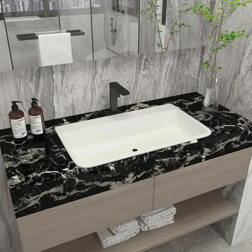 Vista 6 de BAYYA Papel tapiz de granito de mármol blanco y negro, grueso, brillante, 16 x 354 pulgadas, papel de pared de vinilo oscuro, papel de contacto