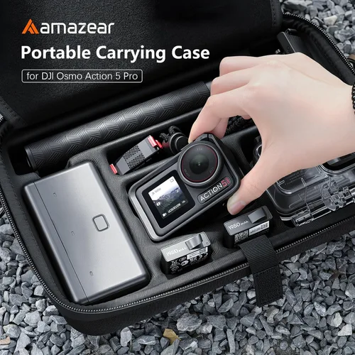 Vista 2 de AMAZEAR Funda de transporte para DJI Osmo Action 5 Pro, accesorios DJI Action5 Pro, protector compacto y rígido, bolsa de transporte portátil