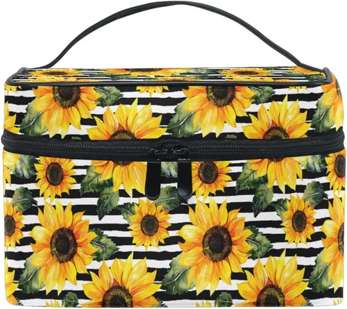 Vista 26 de Bolsa de Maquillaje, Estuche de Maquillaje Organizador de Viaje con Diseño de Calavera y Flores, Estuche de Cosméticos, Bolsas de Aseo para Niñas