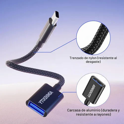 Vista 3 de Paquete de 2 adaptadores USB C a USB, cable USB C macho a USB