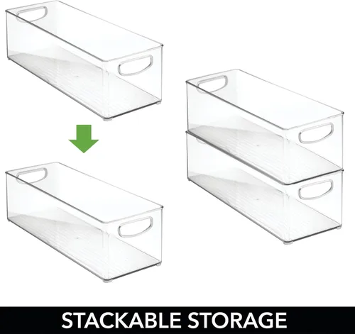 Vista 5 de mDesign Organizador de plástico para juguetes, cesta de almacenamiento con asas para armario, armario, armario y estantes, capacidad para bloques