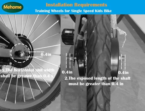 Vista 3 de Ruedas de entrenamiento de bicicleta traseras resistentes con estabilizadores Kit montado para bicicleta de 12/14/16/18/20 pulgadas