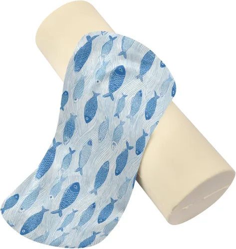Vista 2 de Gredecor Neck Roll Pillow for Sleep, Blue Fish on White (6) Cervical Memory Foam Pillows Cylinder Bolster Pillow, Pain Relief Neck Pillows