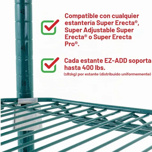 Vista 6 de METRO EZA-1836NK3 Super Erecta EZ-ADD Estante de alambre, verde metroseal, 18" x 36
