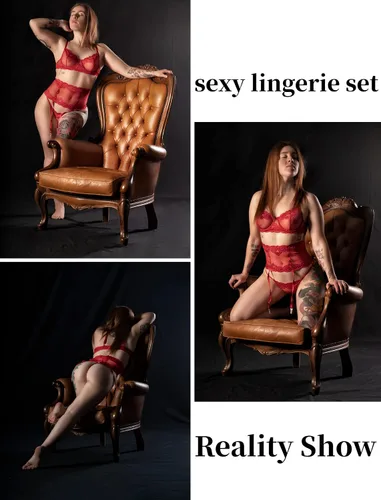 Vista 6 de ADOME Conjunto de lencería sexy para mujer con liguero, sostén y bragas de encaje