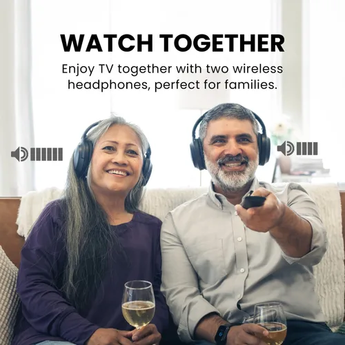 Vista 2 de Avantree Duet - Auriculares inalámbricos duales para ver televisión, voz clara y volumen alto para personas mayores y personas con dificultades