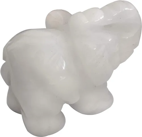 Vista 2 de Pequeña estatua de cristal de elefante tallada a mano, decoración de escultura de animal guardián de oficina en casa, 1.5 pulgadas, jade blanco