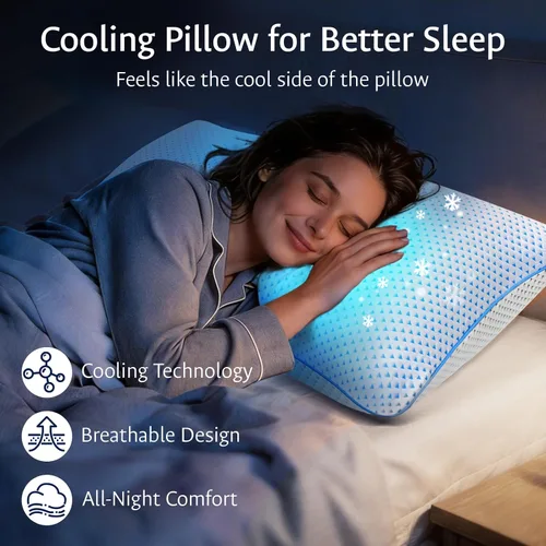 Vista 5 de Almohadas ajustables de espuma viscoelástica triturada, tamaño Queen, 1 Blanco