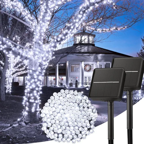 Vista 9 de Minetom Luces de Cadena Solares para Exteriores, 40 pies, 100 Luces LED de Cadena Alimentadas por Energía Solar con 8 Modos de Iluminación, Luces