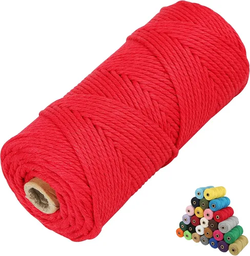Vista 72 de Cordón de algodón para macramé, hilo torcido de 4 capas, cuerda de algodón natural, suministros perfectos de macramé, para hacer soportes colgantes