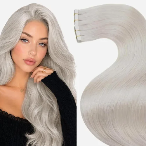 Vista 56 de LaaVoo - Extensiones de cabello humano con cinta adhesiva, color marrón a rubio ceniza, extensiones de cabello humano real, cintas en extensiones