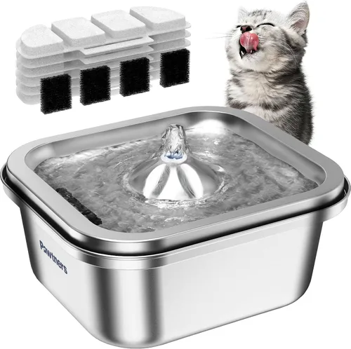 Vista 9 de Fuente de agua para gatos sin bombeo, dispensador de agua automático inalámbrico para gatos y perros, 108 oz/3.2 L, fuente Pawtners Pet