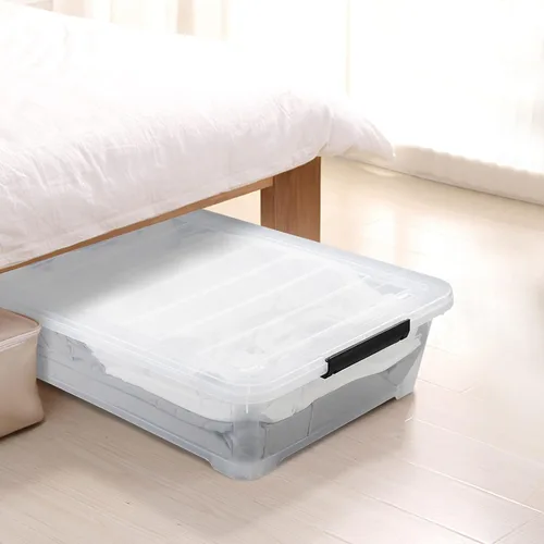 Vista 6 de Morcte Cajas de almacenamiento de plástico de 40 cuartos de galón, contenedor de almacenamiento de plástico transparente debajo de la cama