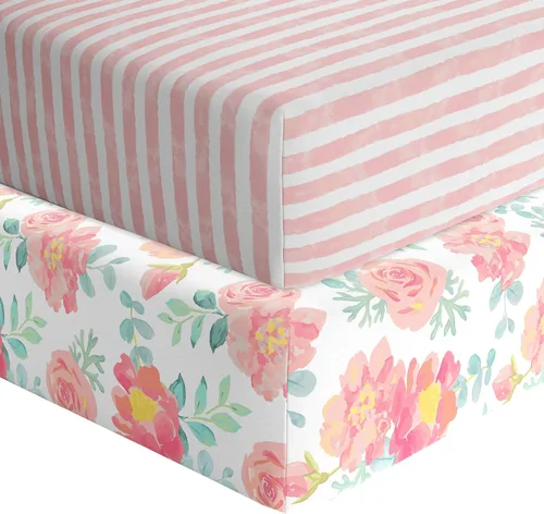 Vista 13 de Featherhead™ Paquete de 2 sábanas bajeras para moisés para bebé niño y niña, 100% algodón de jersey, 16 x 32 pulgadas, ajuste universal para colchón