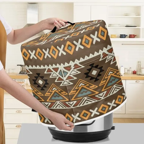 Vista 4 de Dolyues Cubierta para olla a presión, cubierta antipolvo para electrodomésticos de tribu étnica occidental, con mango superior y bolsillo, cubierta