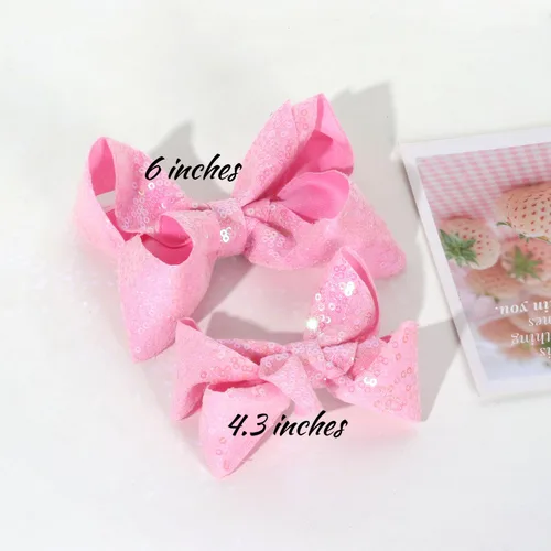 Vista 4 de Lazos para el cabello de lentejuelas, 4 lazos con purpurina brillante con pinza para el pelo de cocodrilo para niñas pequeñas, niños y adolescentes