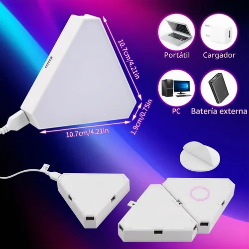Vista 7 de Luz triangular de 4 paneles LED para expansión solamente, luces triangulares para decoración de luces de sala de juegos Dreamcolor, luz de pared