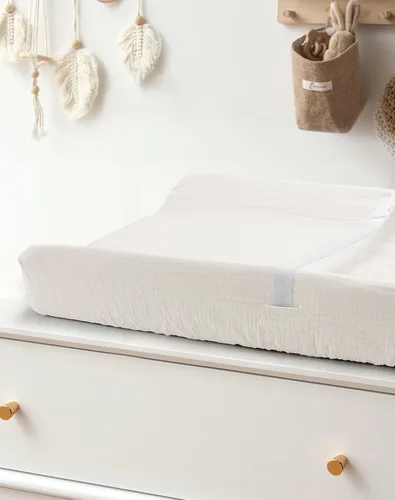 Vista 5 de Juego de 2 fundas para cambiador para bebé niño y niña, fundas de muselina para cambiador con estilo bohemio, ropa de cama neutra para guardería