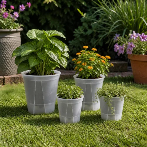 Vista 9 de Macetas de riego automático para plantas de interior, macetas transparentes con drenaje y depósito profundo, paquete de 9 macetas de riego
