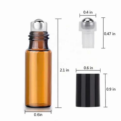 Vista 4 de Easytle Botellas enrollables de aceite esencial, paquete de 24 botellas de vidrio ámbar de 0.2 fl oz para aceites esenciales, botella enrollable