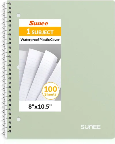 Vista 12 de SUNEE Cuaderno de espiral, 1 materia, papel rayado universitario, 8 x 10-1/2 pulgadas, 100 hojas por cuaderno, papel perforado de 3 agujeros