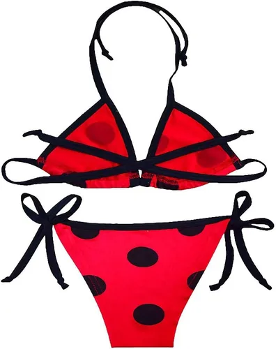 Vista 2 de Lito Angels Traje de baño de lunares para niñas, traje de baño junto a la piscina, tankini triangular, bikini de dos piezas