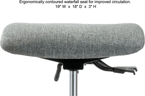 Vista 5 de PERCH - Silla giratoria con ruedas para alfombra o linóleo, cromado, Textil, Tela negra