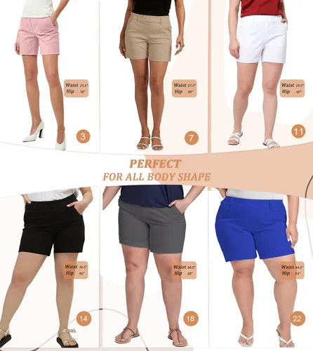 Vista 4 de Hybrid & Company - Bermudas para mujer súper cómodas con entrepierna de 7 pulgadas, pantalones cortos para caminar